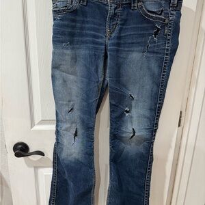 Silver Jeans‎ Frances 18” Bootcut Jeans W32 L31 Distressed Stretch Denim